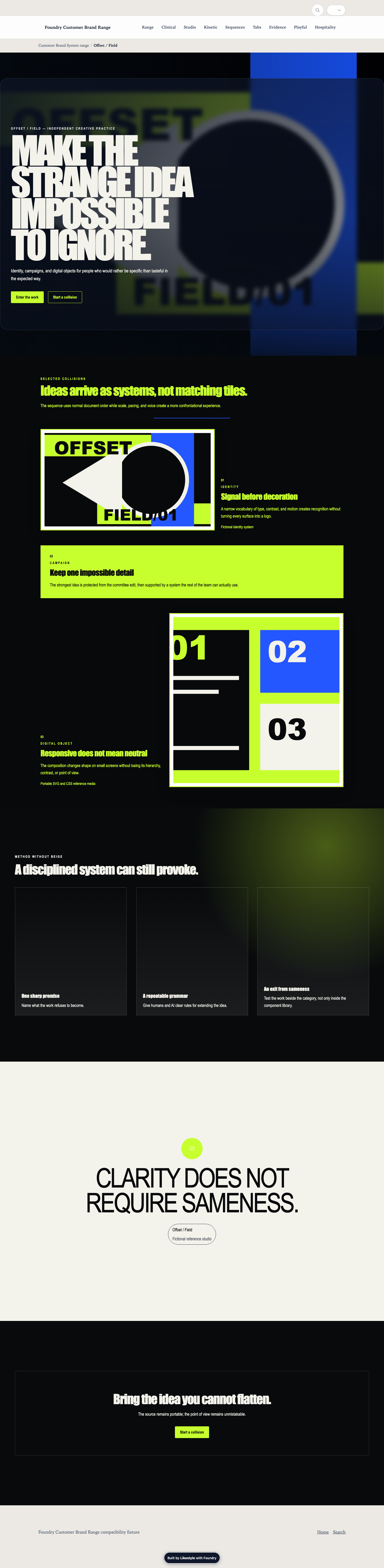 Customer Brand Range Demonstration evidence