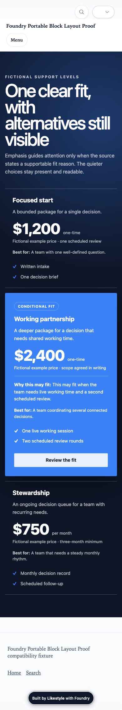 Pricing Tiers Creative Range Demonstration evidence