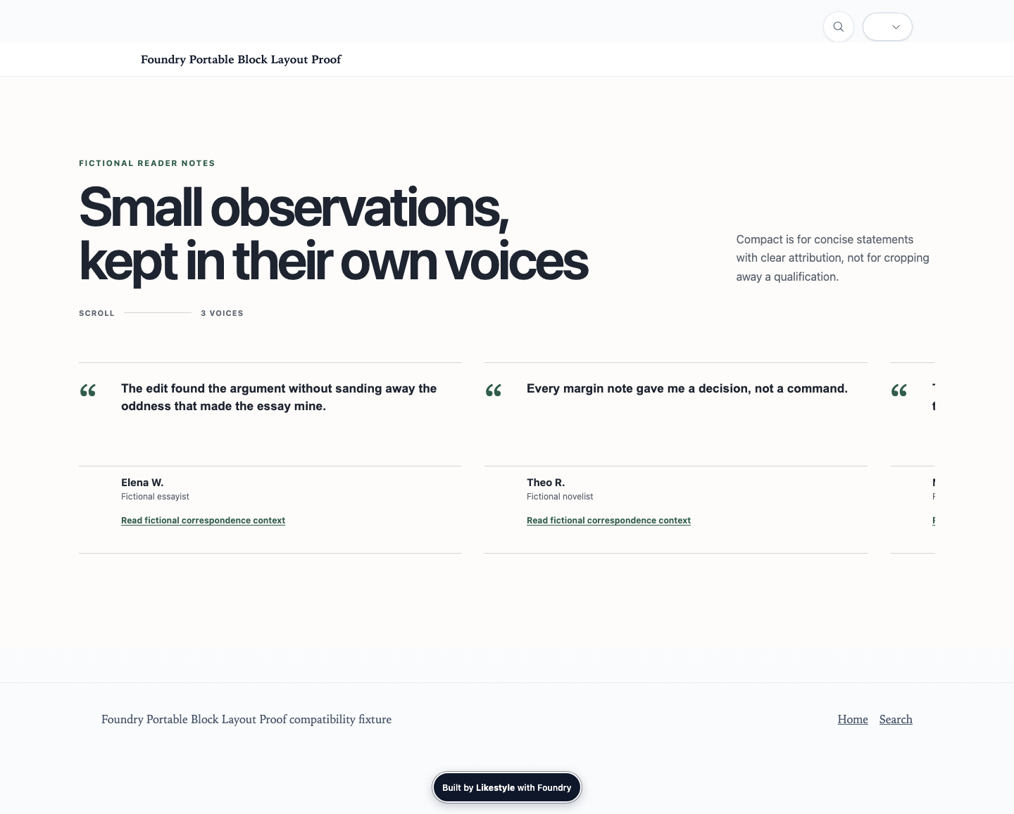 Testimonials Carousel Creative Range Demonstration evidence